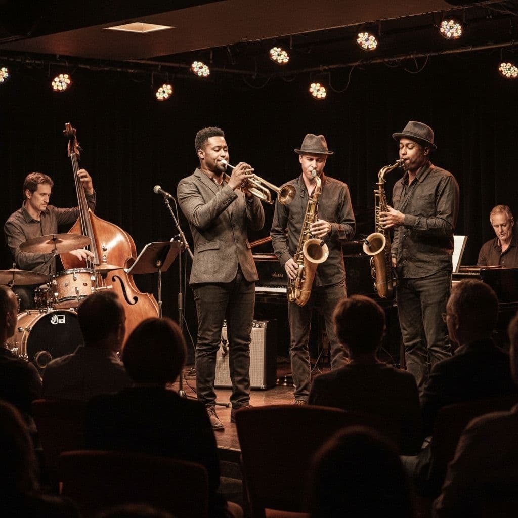 Musiker under en intim livespelning