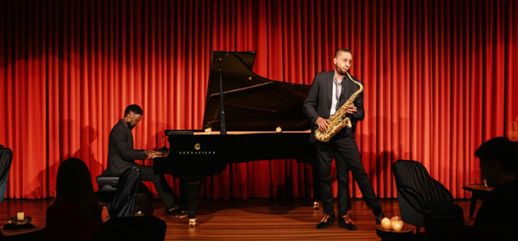 Elegant jazz duo in a lounge setting